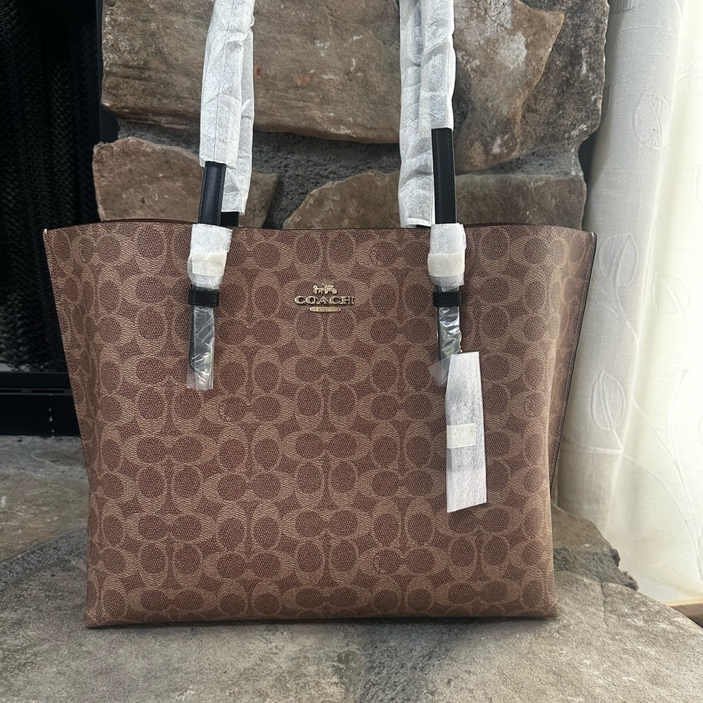 Brand New Coach Brown Monogram Tote Bag